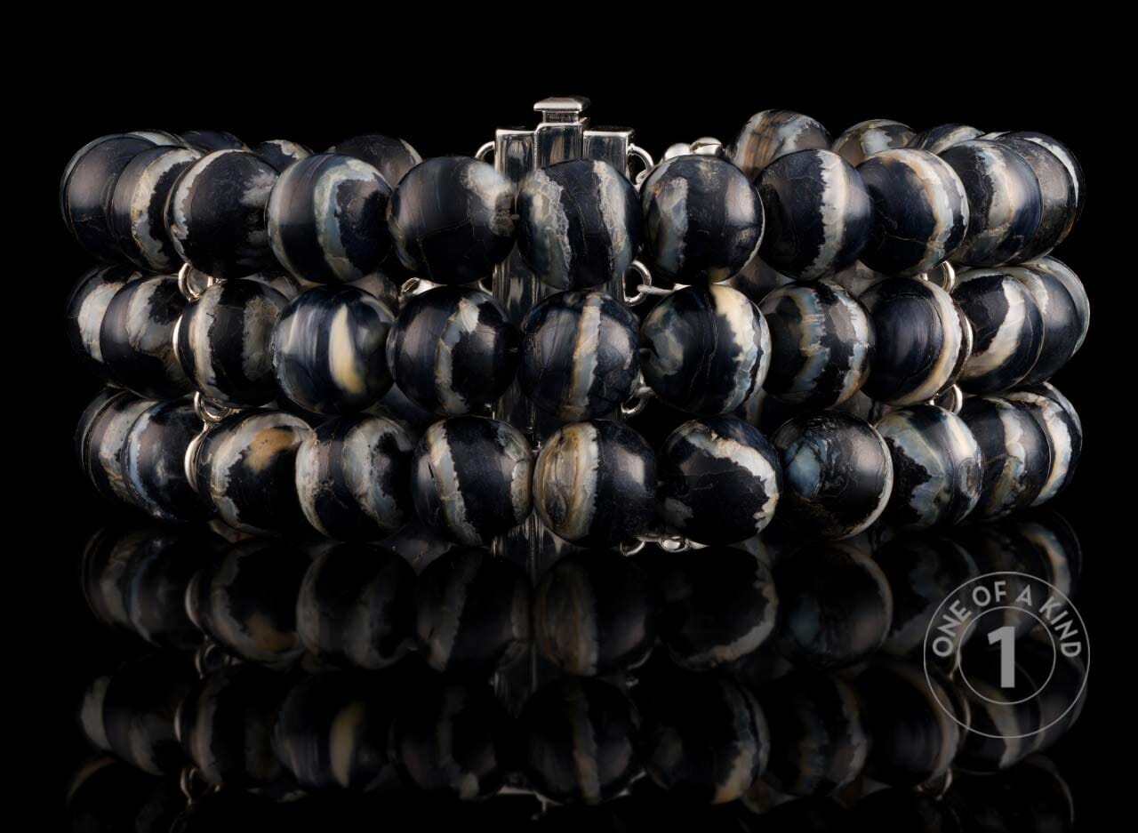 One of a Kind bracelet from William Henry featuring mammoth tooth beads with a sterling silver clasp & fittings.