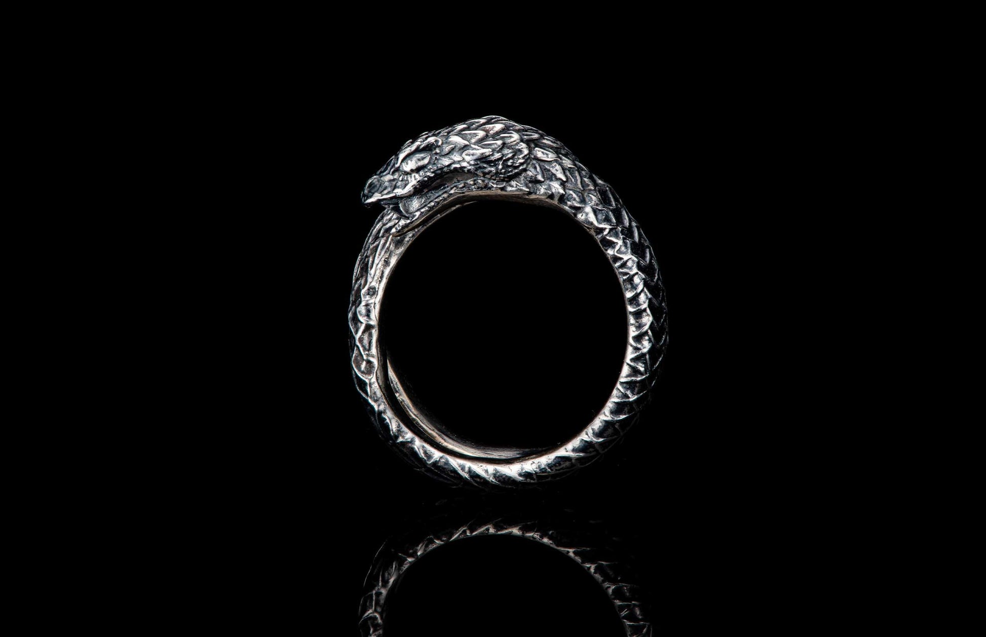 A Sculpted Sterling Silver Snake Ring